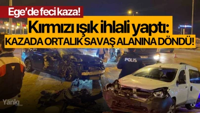 Kırmızı ışık ihlali yaptı: Kazada ortalık savaş alanına döndü!