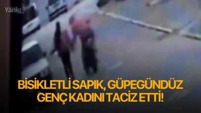 Bisikletli sapık, güpegündüz genç kadını taciz etti!