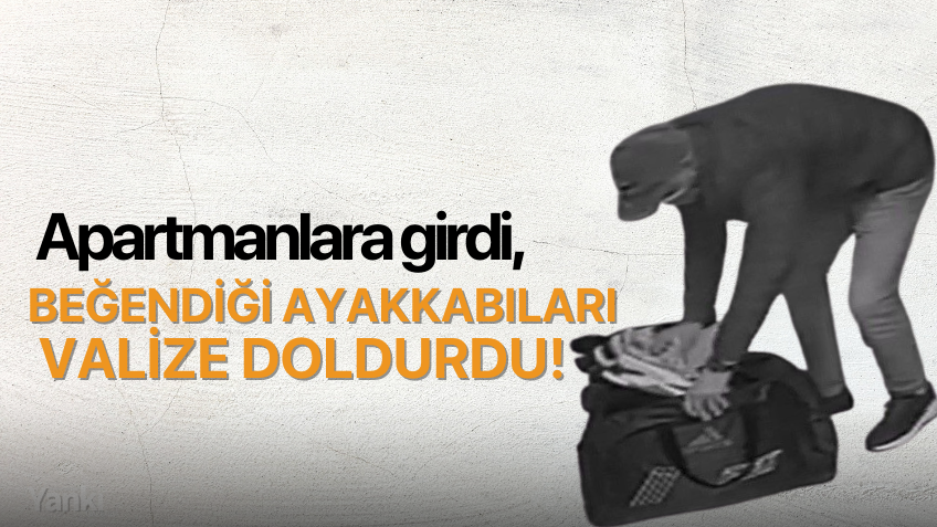 Apartmanlara girdi beğendiği ayakkabıları valize doldurdu!