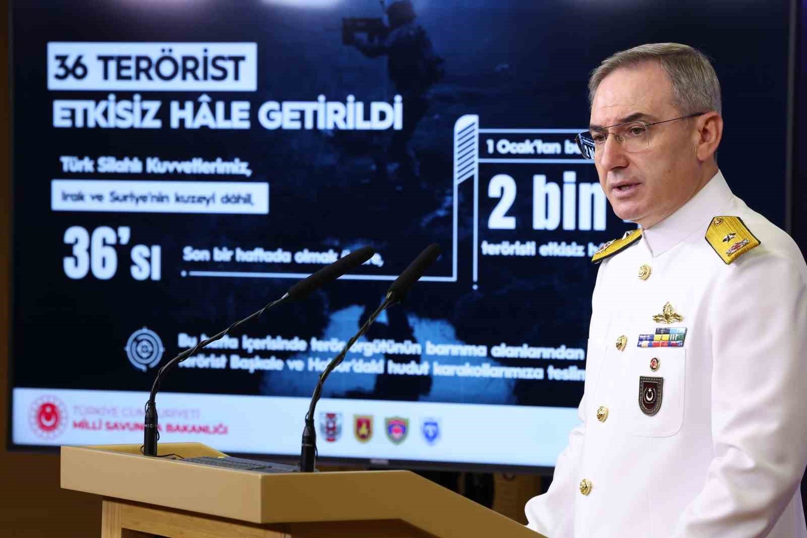 MSB: "Irak ve Suriye'nin kuzeyi dahil son bir haftada 36 terörist etkisiz hale getirilmiştir"