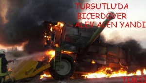 Turgutlu'da biçerdöver yandı