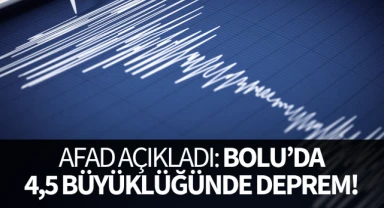 Bolu'da 4,5 büyüklüğünde deprem!