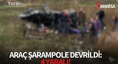 Manisa'da araç şarampole devrildi: 4 yaralı