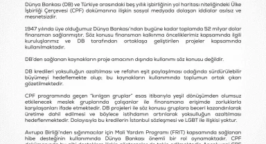 Hazine ve Maliye Bakanlığından Dünya Bankasından alınan kaynaklara ilişkin açıklama