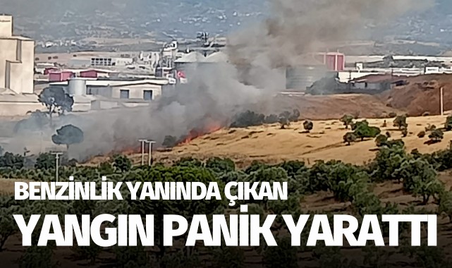 Benzinlik yanında çıkan yangın panik yarattı