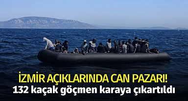 İzmir açıklarında can pazarı! 132 kaçak göçmen karaya çıkartıldı