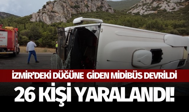 İzmir'deki düğüne giden midibüs devrildi: 26 yaralı!