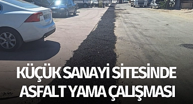 Küçük sanayi sitesinde asfalt yama çalışması