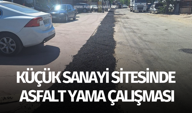 Küçük sanayi sitesinde asfalt yama çalışması