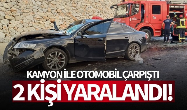 Manisa'da kamyon ile otomobil çarpıştı: 2 yaralı!