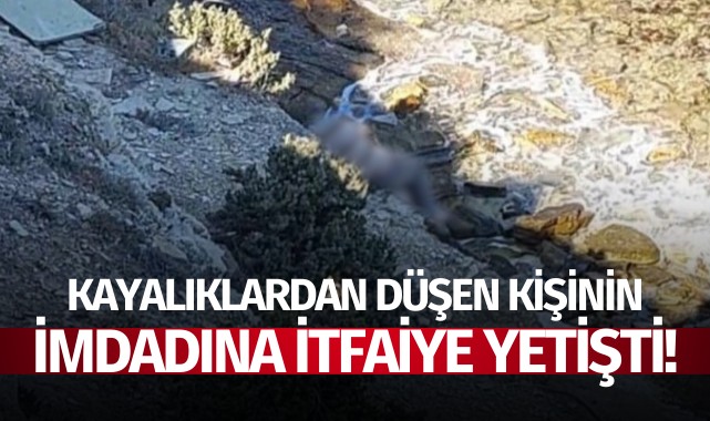 Kayalıklardan düşen kişinin imdadına itfaiye yetişti!