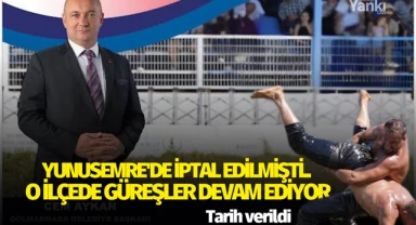 Yunusemre'de iptal edilmişti.. O ilçede güreşler devam ediyor