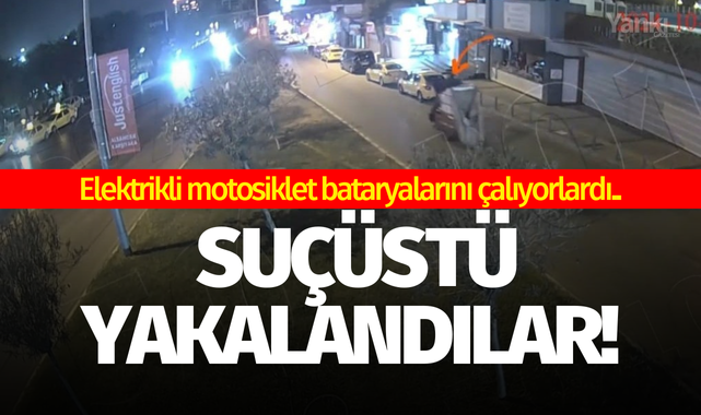 Elektrikli motosiklet bataryalarını çalıyorlardı.. Suçüstü yakalandılar!