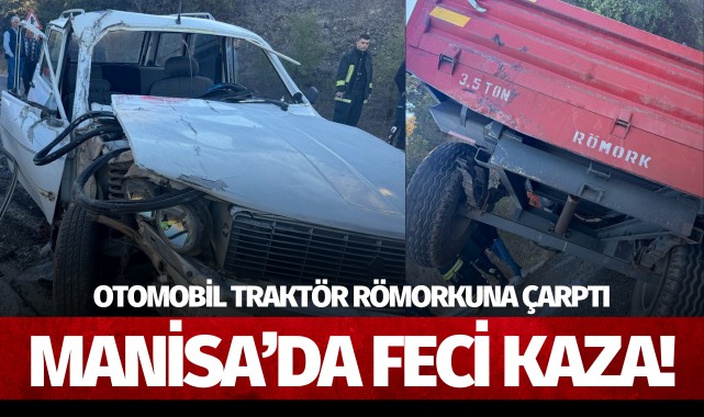 Otomobil traktör römorkuna çarptı: 3 yaralı!