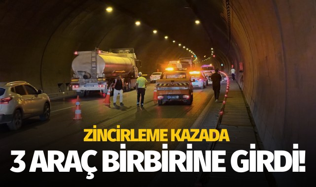 Zincirleme kazada 3 araç birbirine girdi!