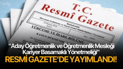 Resmi Gazete'de yayımlandı: "Aday Öğretmenlik ve Öğretmenlik Mesleği Kariyer Basamaklı Yönetmeliği"