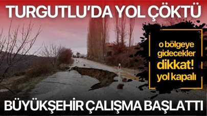 Turgutlu'da yol çöktü Çalışma başlatıldı