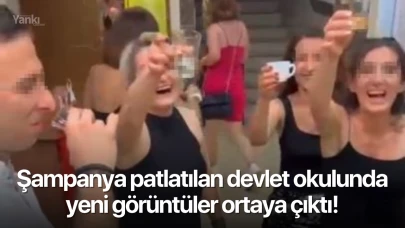 Şampanya patlatılan devlet okulunda yeni görüntüler ortaya çıktı!