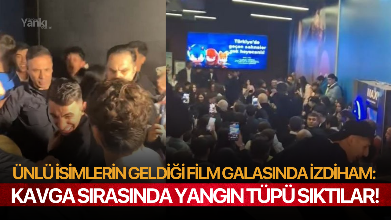 Ünlü isimlerin geldiği film galasında izdiham: Kavga sırasında yangın tüpü sıktılar!