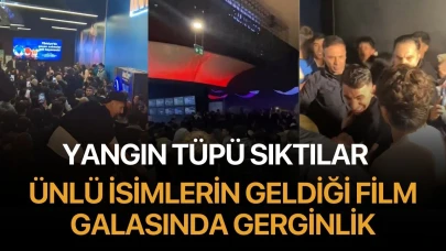 Ünlü isimlerin geldiği film galasında izdiham: Kavga sırasında yangın tüpü sıktılar