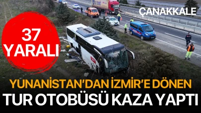 Yunanistan'dan İzmir'e dönen tur otobüsü kaza yaptı! 37 yaralı