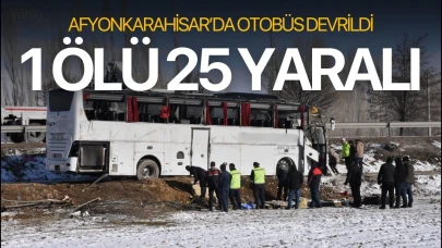 Afyon'da otobüs kazası! 1 ölü 25 yaralı