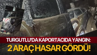 Turgutlu'da kaportacıda yangın: 2 araç hasar gördü!